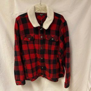 Torrid Black and Red Buffalo Plaid Sherpa collar Trucker Jacket, Women's Size 4X